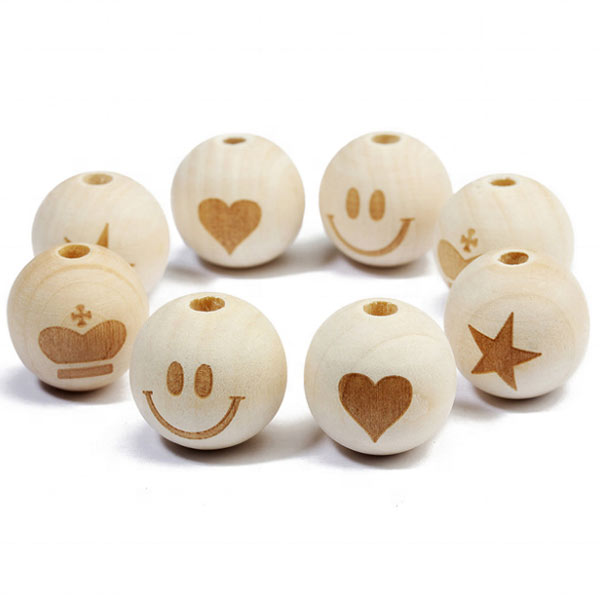 Natural Custom Round Wooden Beads With Hole Loose Wooden Beads for DIY